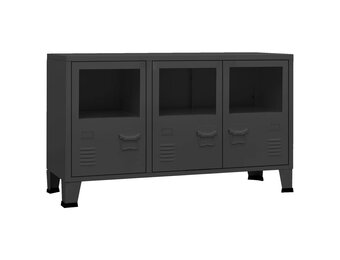 vidaXL Dressoir industrieel 105x35x62 cm metaal en glas zwart