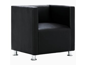 vidaXL Fauteuil Kubus Kunstleer Zwart - 35% Korting!