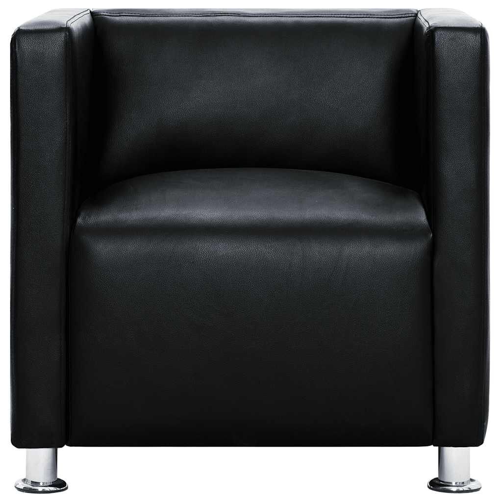 vidaXL Fauteuil Kubus Kunstleer Zwart - 35% Korting!