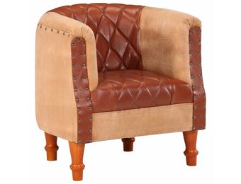 vidaXL Kuipstoel: Echt Leer & Mangohout | 65% Korting!