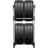 Bandenrek 2 Niveaus - Heavy Duty Opbergrek voor 4 Banden - Grijs/Zilver - 30% Korting