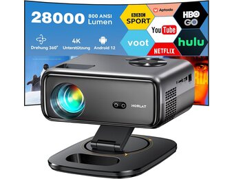 HORLAT 4K Beamer | WiFi 6 | 28000lm | Full HD | 35% Korting