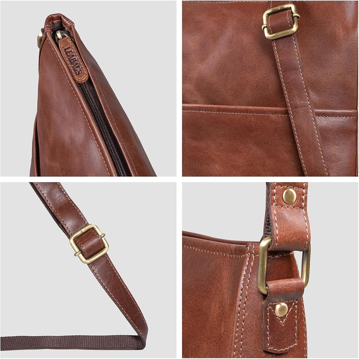 LEABAGS Milano Schoudertas - 30% Korting - Echt Leer, Vintage Look