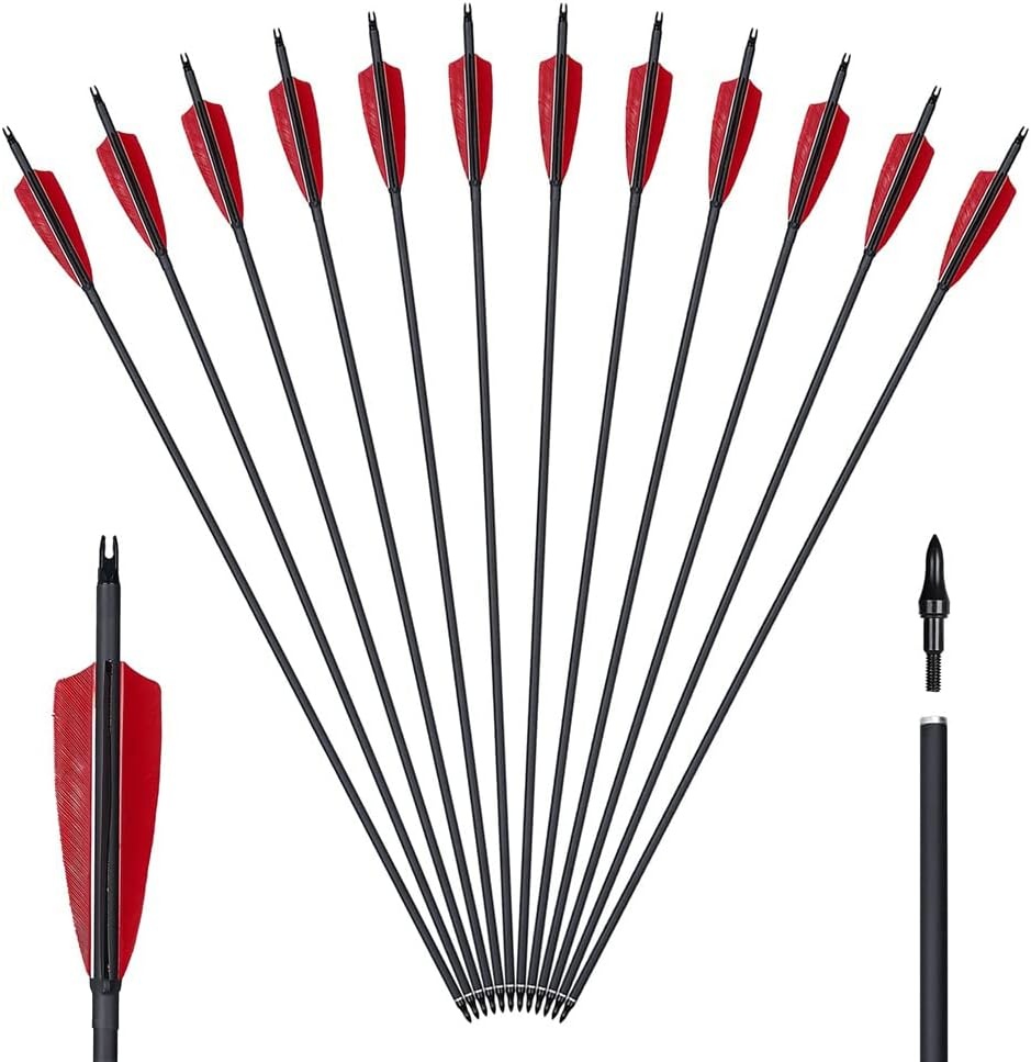 Huntingdoor 12x Schietpijlen met Vervangbare Broadhead - 30% Korting