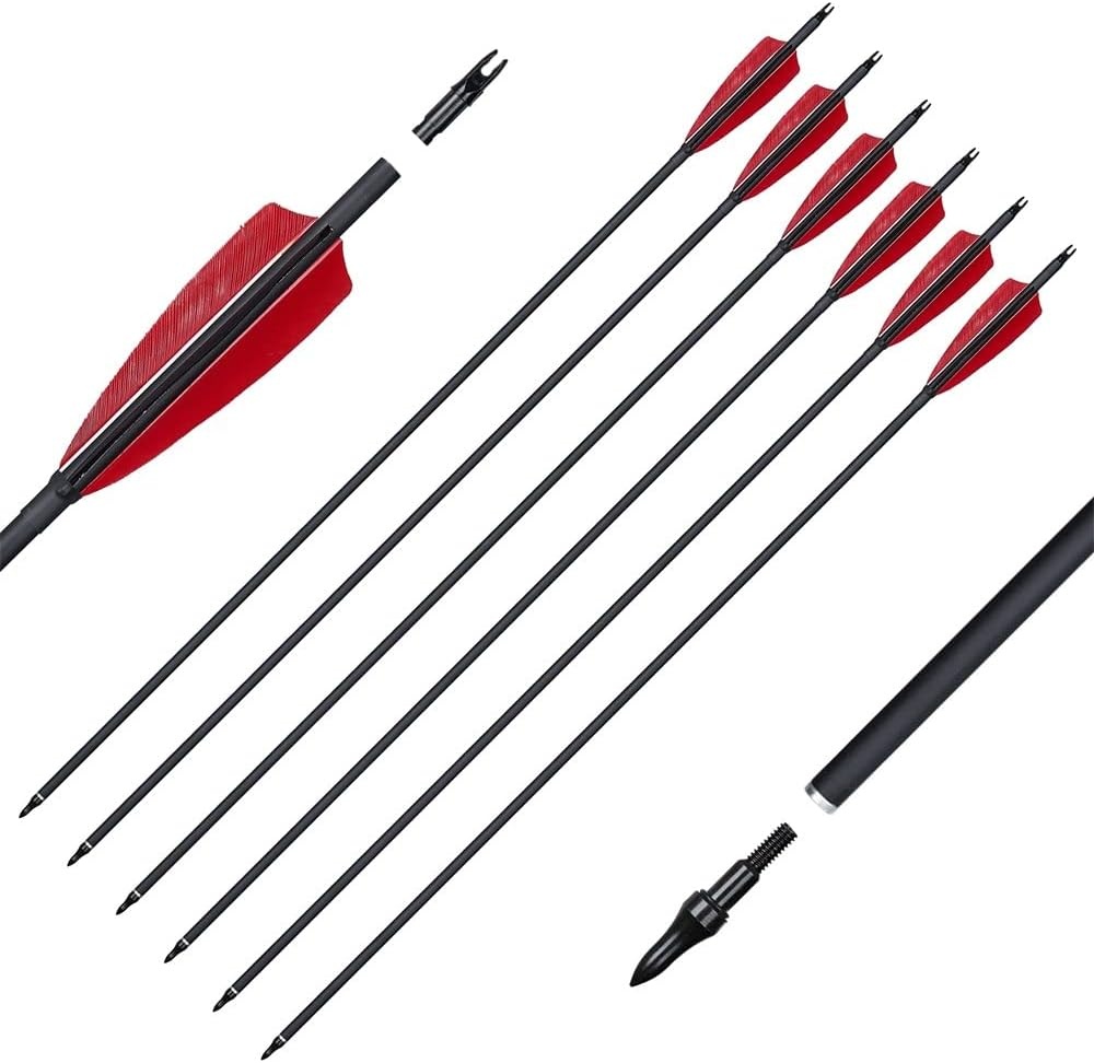 Huntingdoor 12x Schietpijlen met Vervangbare Broadhead - 30% Korting