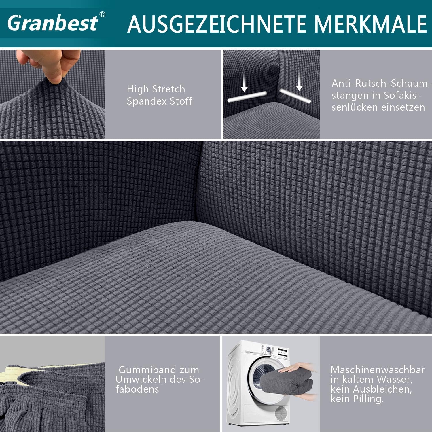 Granbest Grijze 3-zits Bankovertrek | Jacquard | 30% Korting