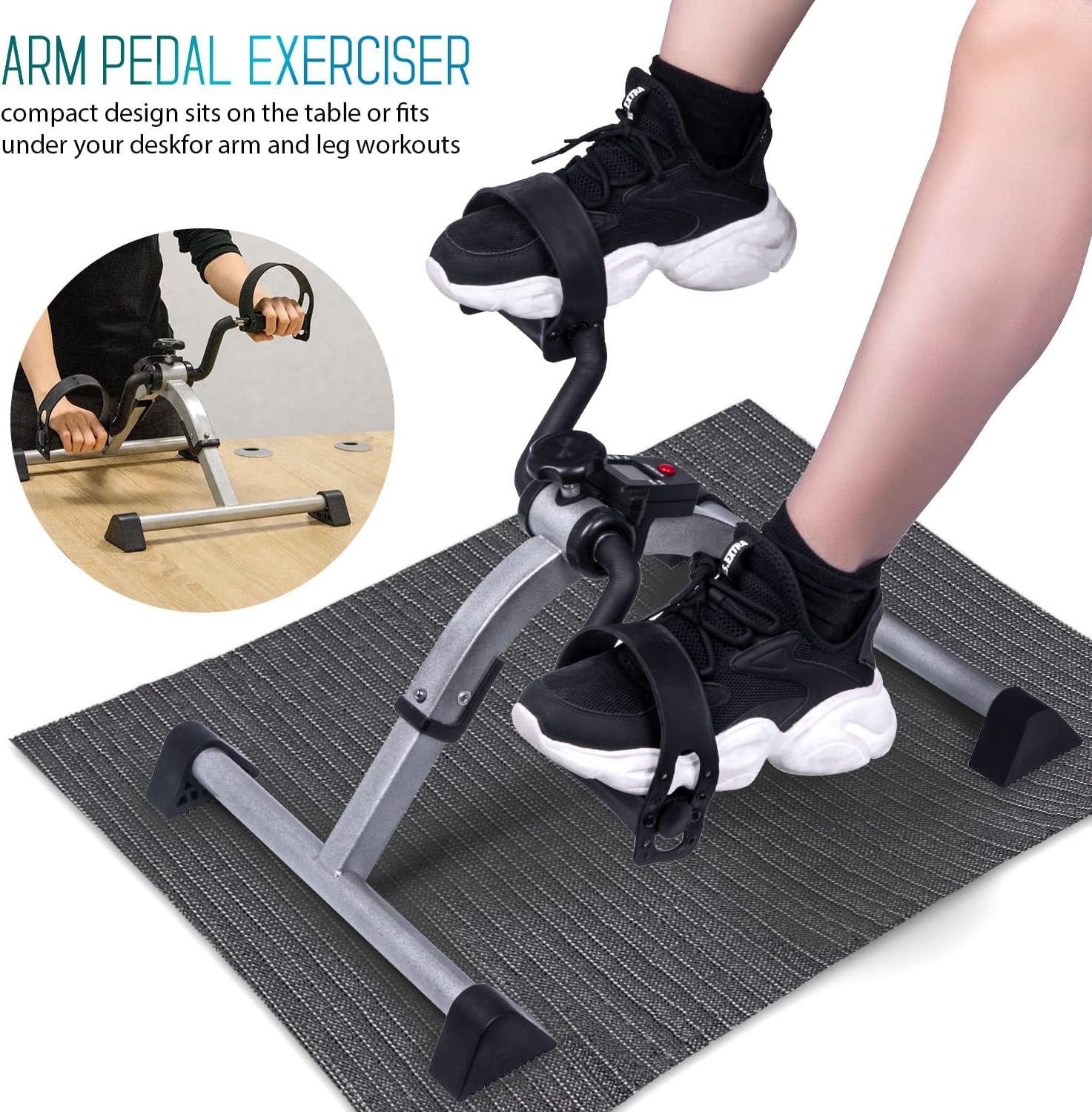 Mini fiets pedaaltrainer voor arm- en beentrainer, hometrainer met LCD-monitor