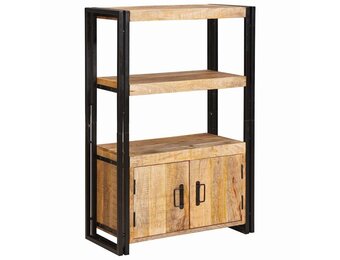 vidaXL Boekenkast met Deuren - Bruin/Metaal (60% KORTING)