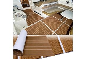 EVA Bootmat Zelfklevend - 240x90cm Teak Hout (Brown+White) - 30% Korting