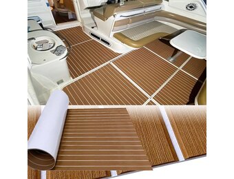 EVA Bootmat Zelfklevend - 240x90cm Teak Hout (Brown+White) - 30% Korting