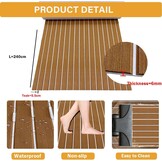 EVA Bootmat Zelfklevend - 240x90cm Teak Hout (Brown+White) - 30% Korting