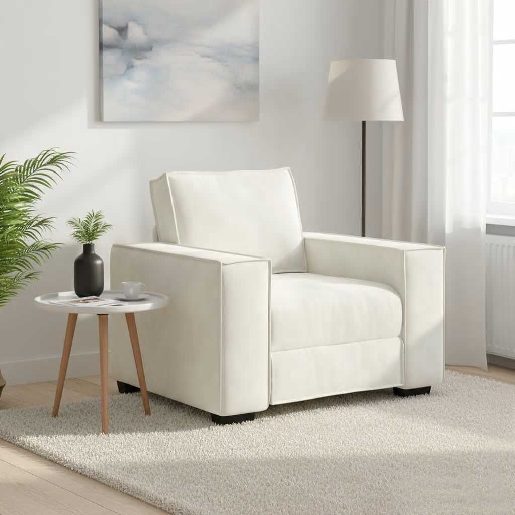 vidaXL Fauteuil Crème Fluweel 60 cm - Nu 41% Korting!