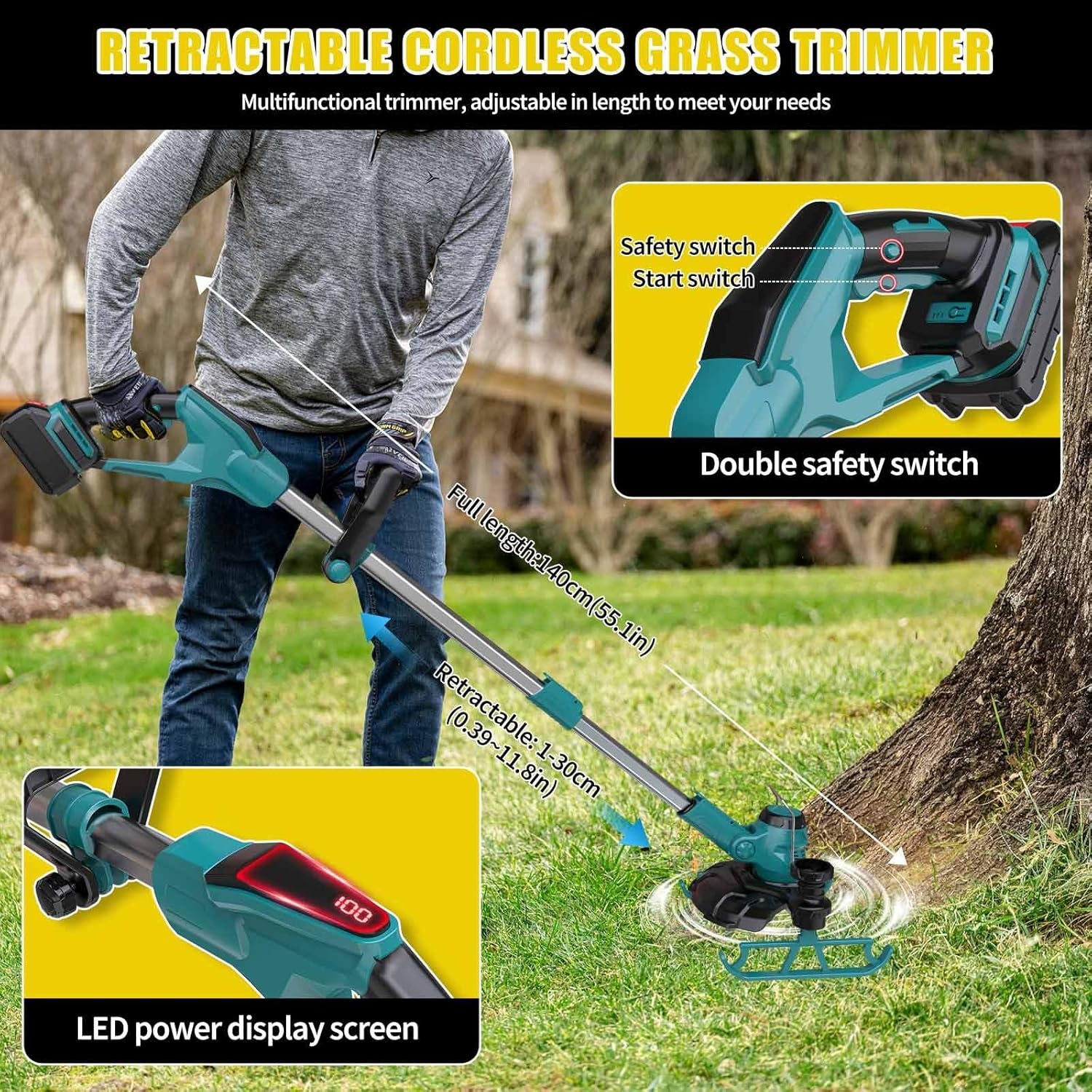 Accu Grastrimmer met 2x Batterij & Weed Brush - 30% Korting