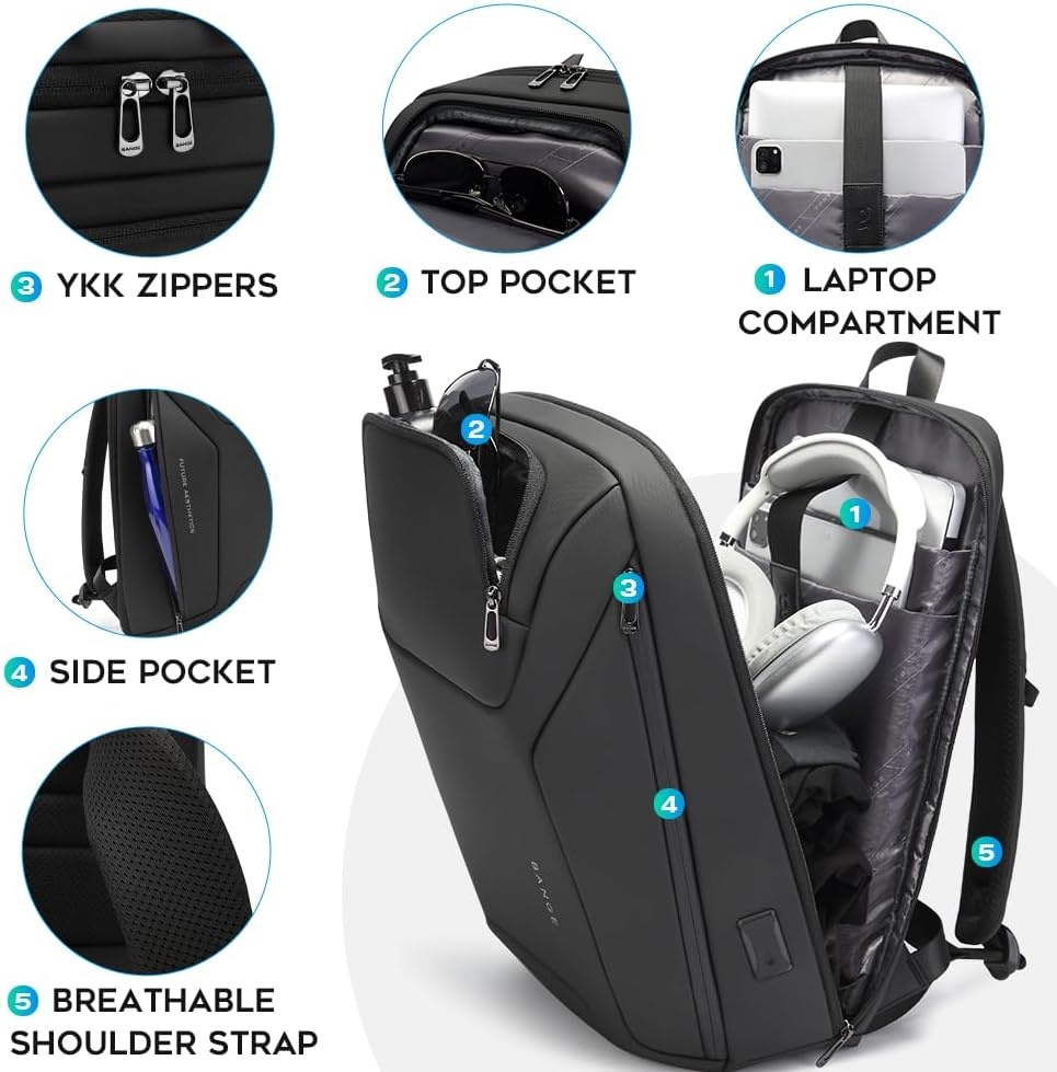 BANGE Zakelijke Laptop Rugzak (15,6") - Waterbestendig met USB - 30% Korting