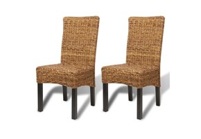 vidaXL Eetkamerstoelen (2 st) - Abaca & Mangohout - 65% Korting