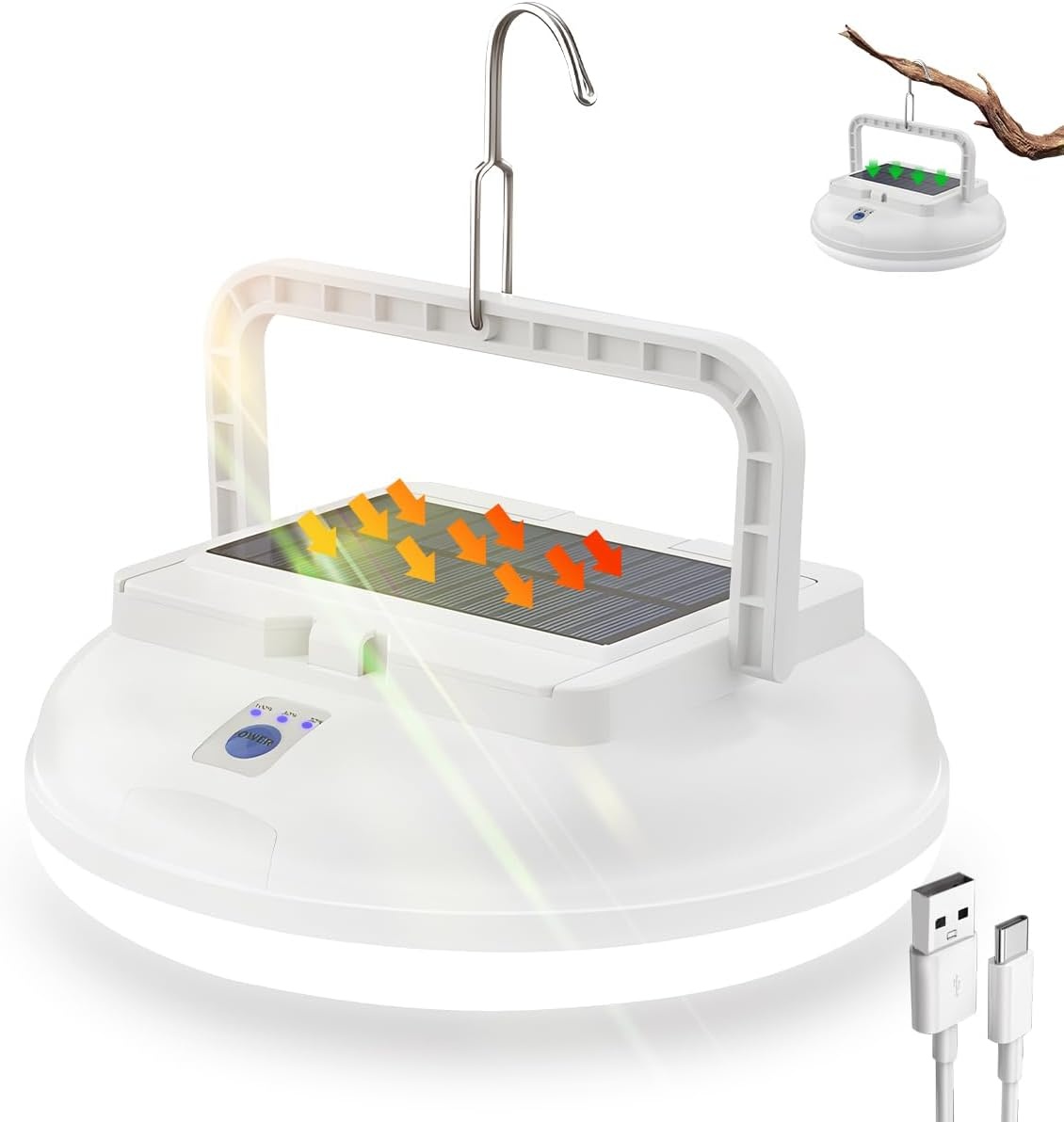 Oplaadbare Zonnelamp Campinglantaarn - 3 Modi, 4500lm, IPX4 - 30% Korting!