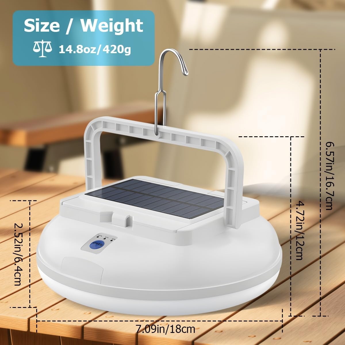 Oplaadbare Zonnelamp Campinglantaarn - 3 Modi, 4500lm, IPX4 - 30% Korting!