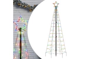 vidaXL LED-kerstboom 180cm | 220 LEDs Kleurrijk | -60%