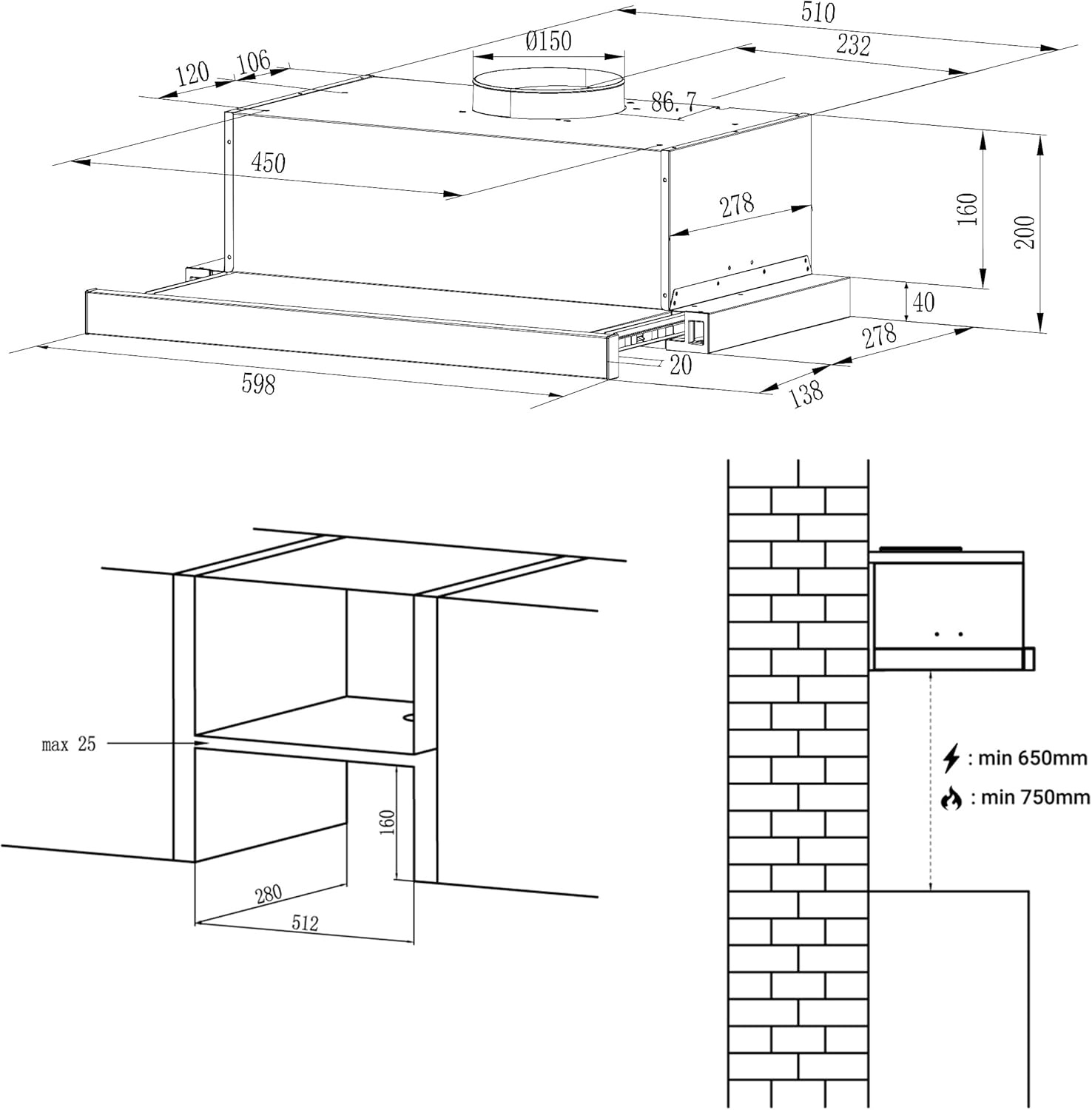 Ciarra Afzuigkap 60cm A++ Platte RVS - 35% Korting!
