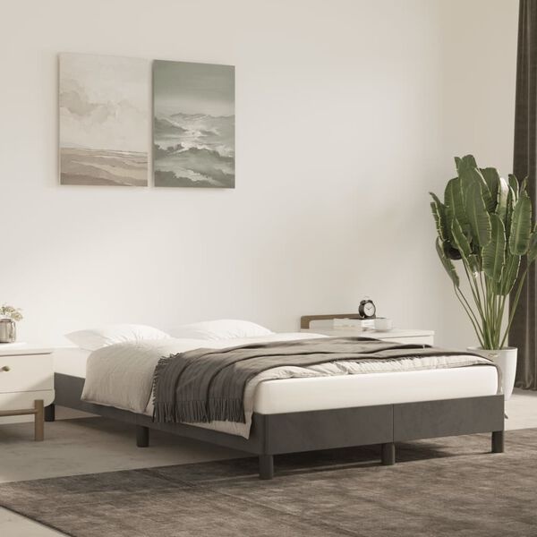 vidaXL Bedframe Fluweel Donkergrijs 120x200 cm - 64% Korting!