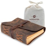 MOONSTER Leren Dagboek 400 Pagina's - Handgemaakt & Gelieerd | 30% Korting