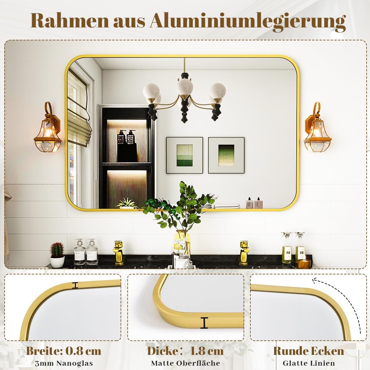 Koonmi Wandspiegel Goud 61x91 cm - 35% Korting!