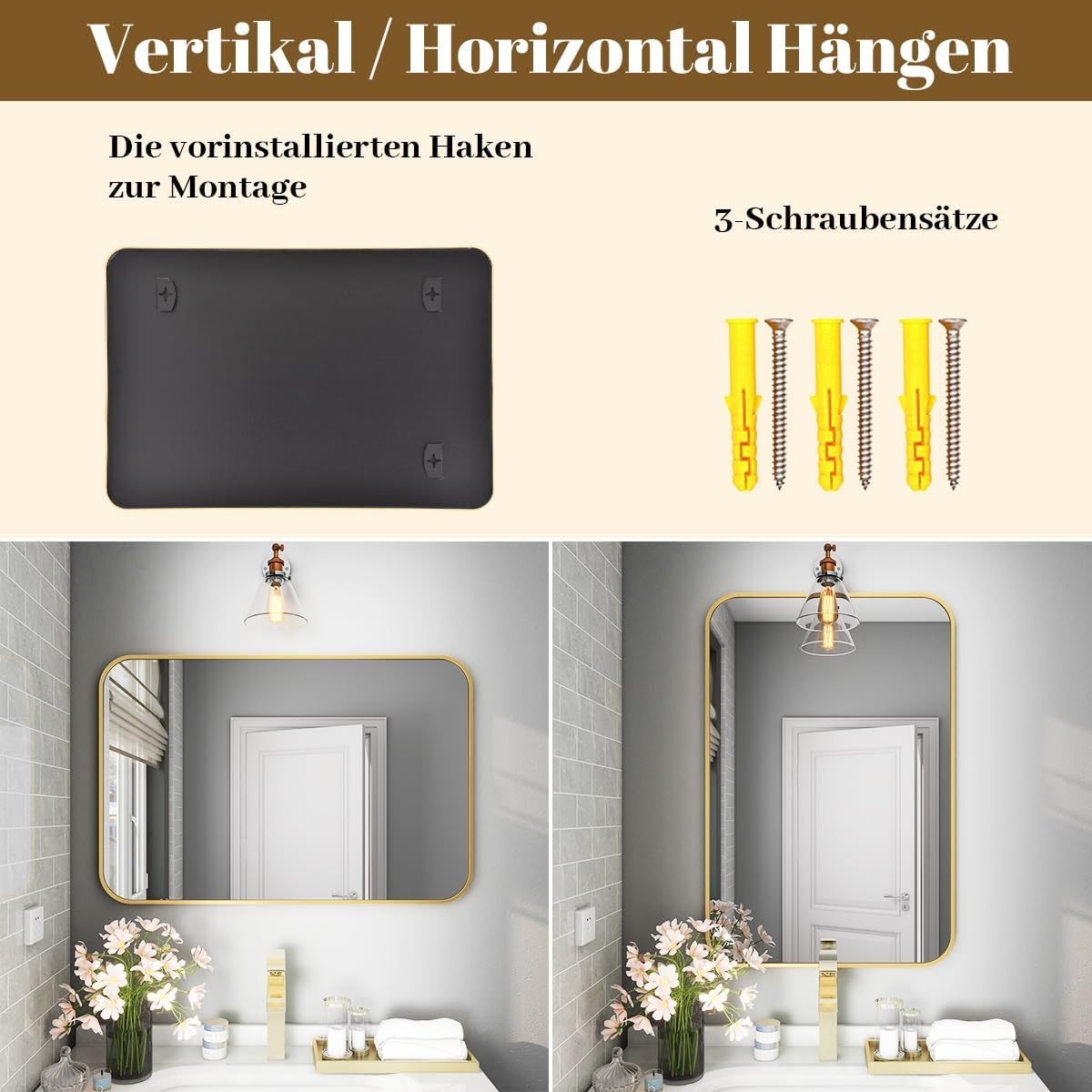 Koonmi Wandspiegel Goud 61x91 cm - 35% Korting!