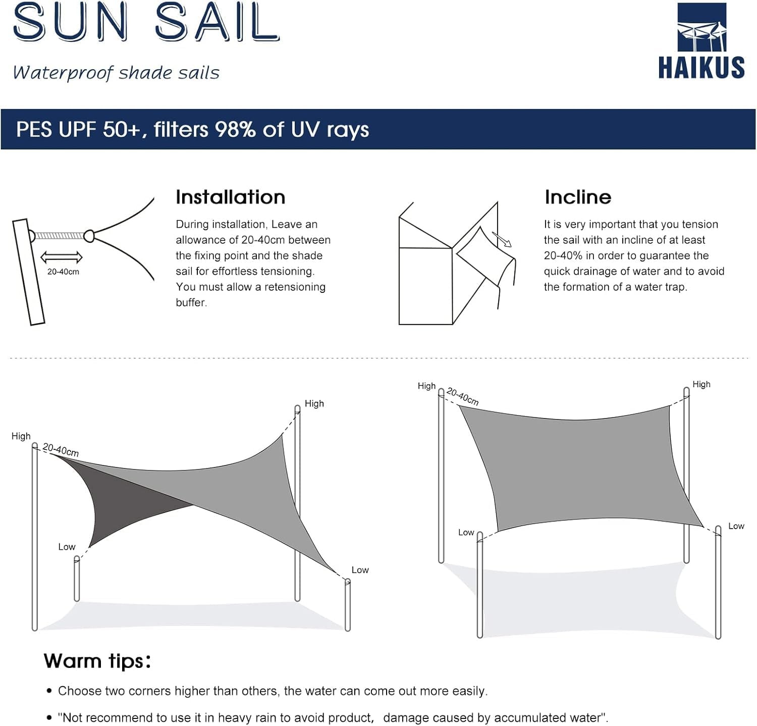 HAIKUS Zonnezeil Rechthoekig 5x6m Crème | 30% Korting