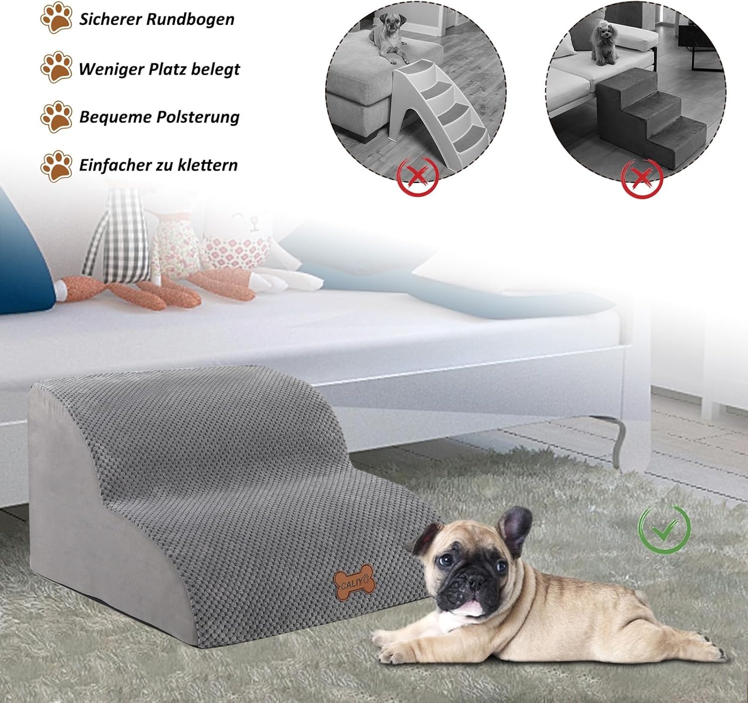 CALIYO Honden Trappetje 3 Treden - Grijs - 30% Korting!