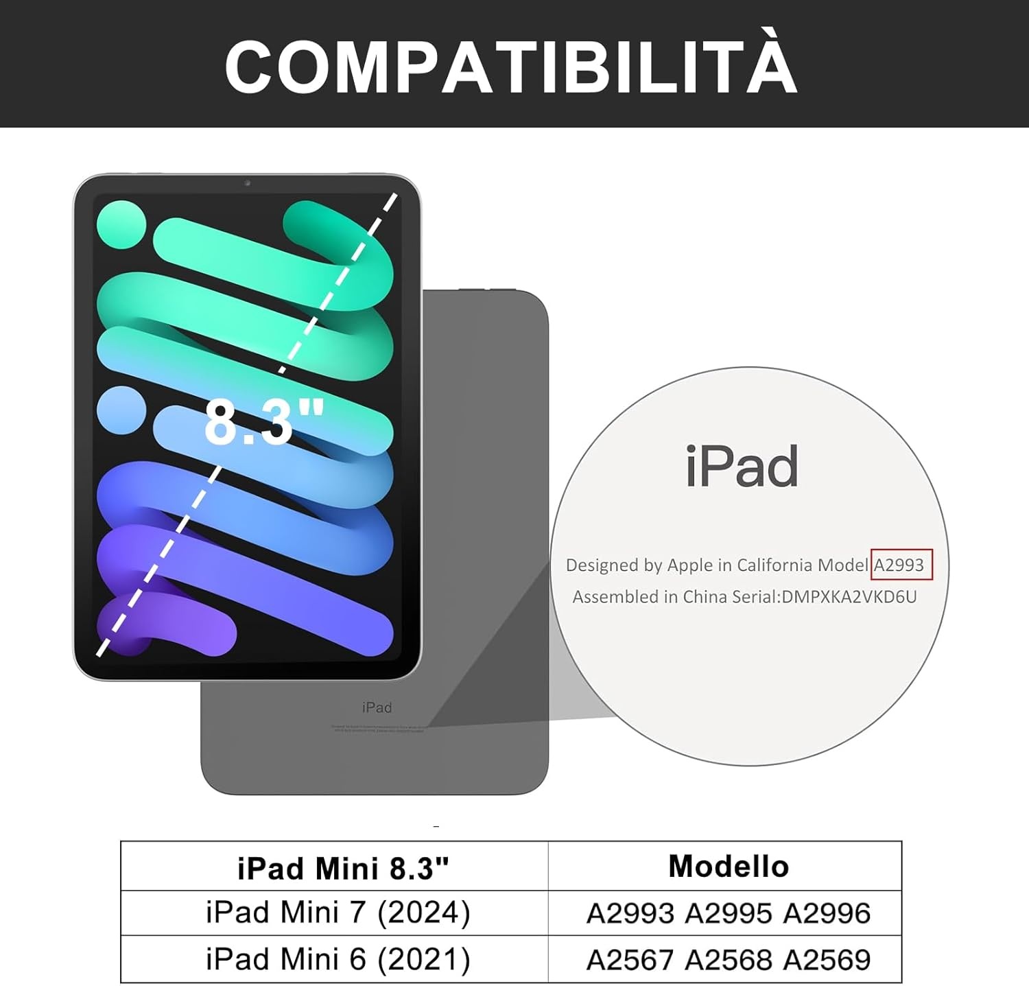 Jademall Toetsenbordhoes iPad Mini 7 8,3" Italiaans QWERTY - 30% KORTING!