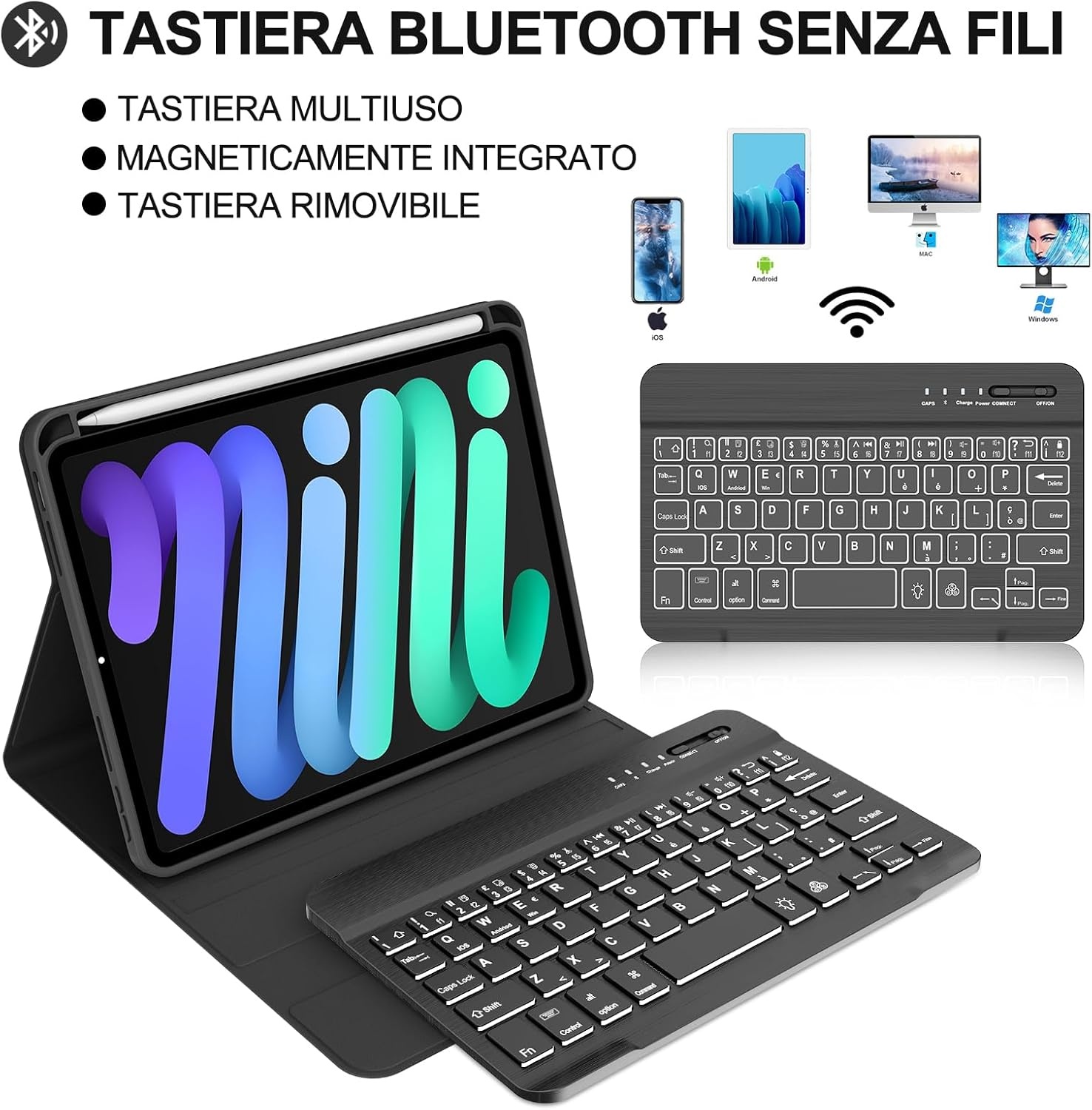 Jademall Toetsenbordhoes iPad Mini 7 8,3" Italiaans QWERTY - 30% KORTING!