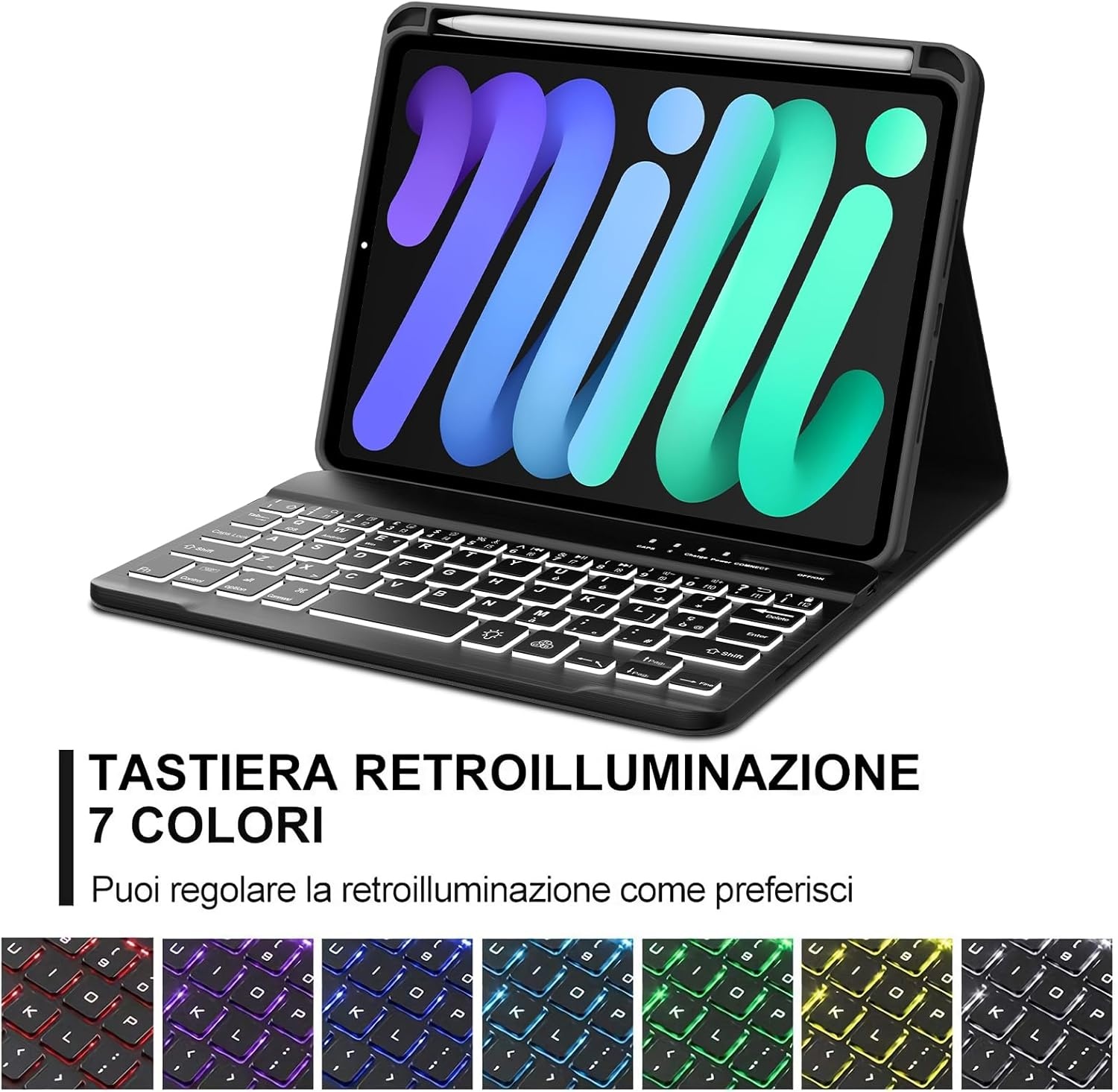 Jademall Toetsenbordhoes iPad Mini 7 8,3" Italiaans QWERTY - 30% KORTING!