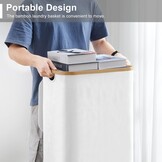 YOUDENOVA Wasmand met deksel (85L) - Bamboe/Wit | 30% Korting