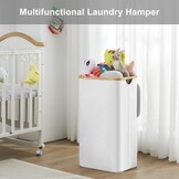 YOUDENOVA Wasmand met deksel (85L) - Bamboe/Wit | 30% Korting