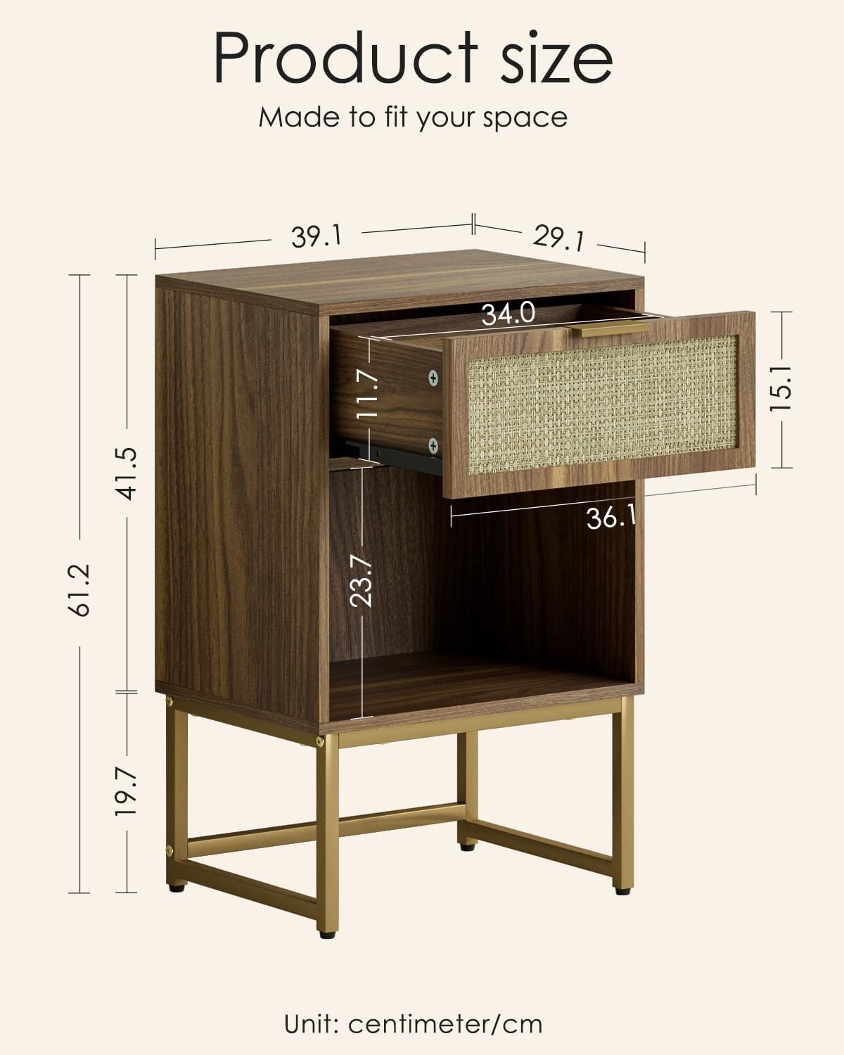 Geretourneerde Nachtkastje met Lade - 40cm Breed - 30% Korting!