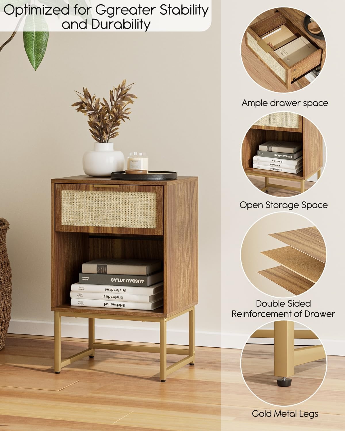 Geretourneerde Nachtkastje met Lade - 40cm Breed - 30% Korting!