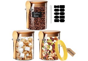 Glazen Voedselpotten 3-pack met Lepel & Luchtdicht Deksel - 30% Korting