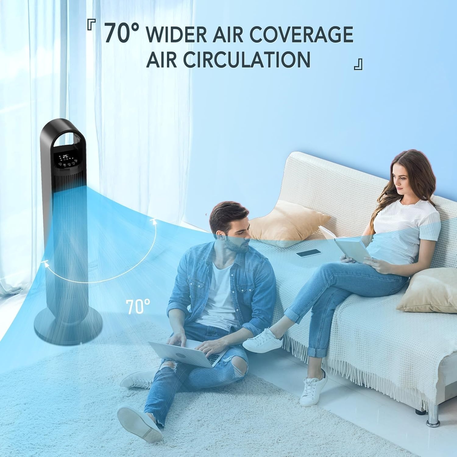 Torenventilator met Afstandsbediening | 92cm | 3 Modi & Snelheden | 55% Korting!