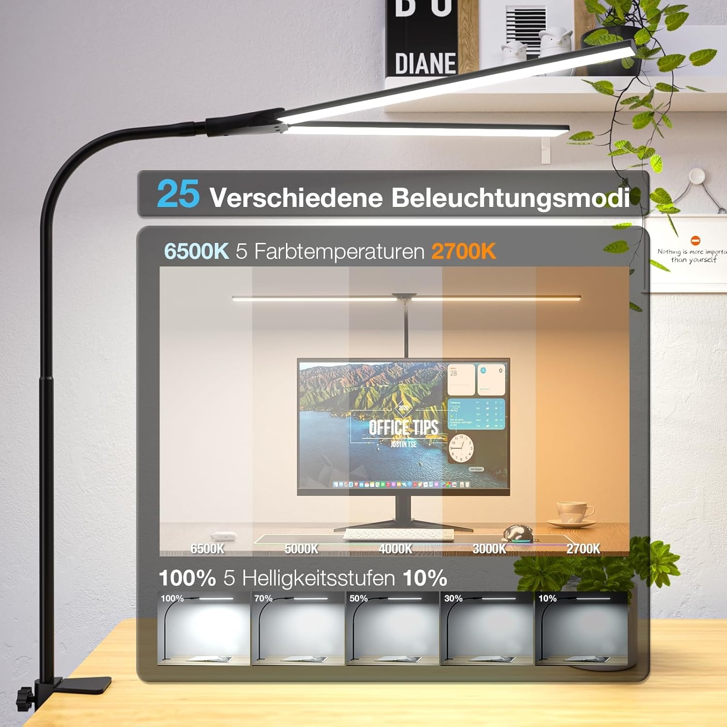 LED Schreibtischlamp 80cm Zwart - 35% Korting!