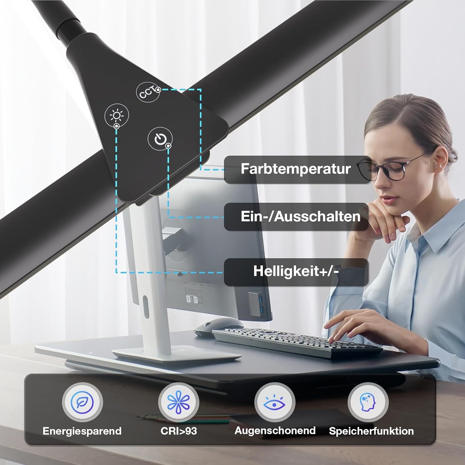 LED Schreibtischlamp 80cm Zwart - 35% Korting!