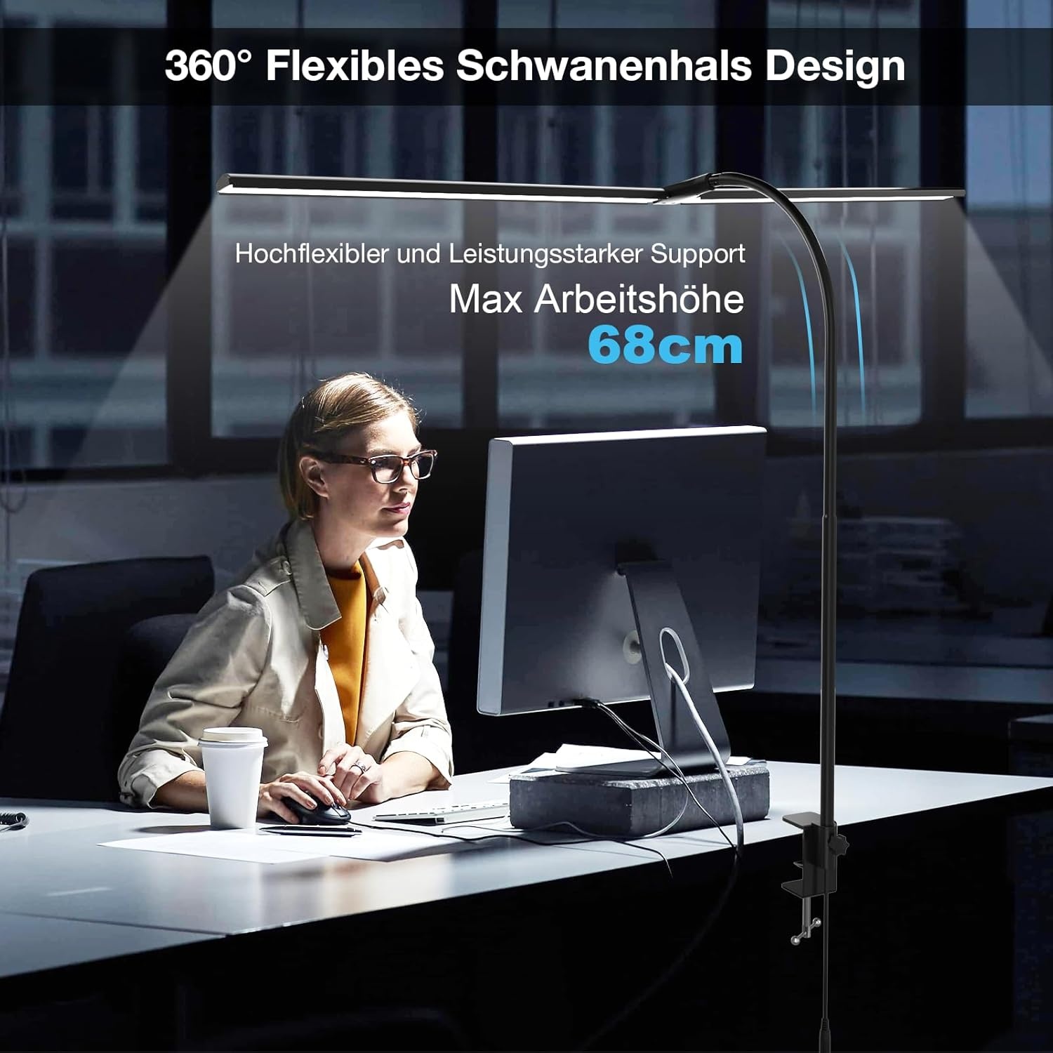 LED Schreibtischlamp 80cm Zwart - 35% Korting!