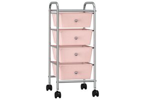 vidaXL Opbergtrolley Roze | Kunststof & Chroom | 35% Korting