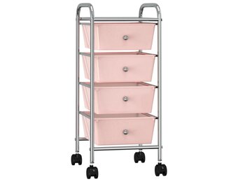 vidaXL Opbergtrolley Roze | Kunststof & Chroom | 35% Korting
