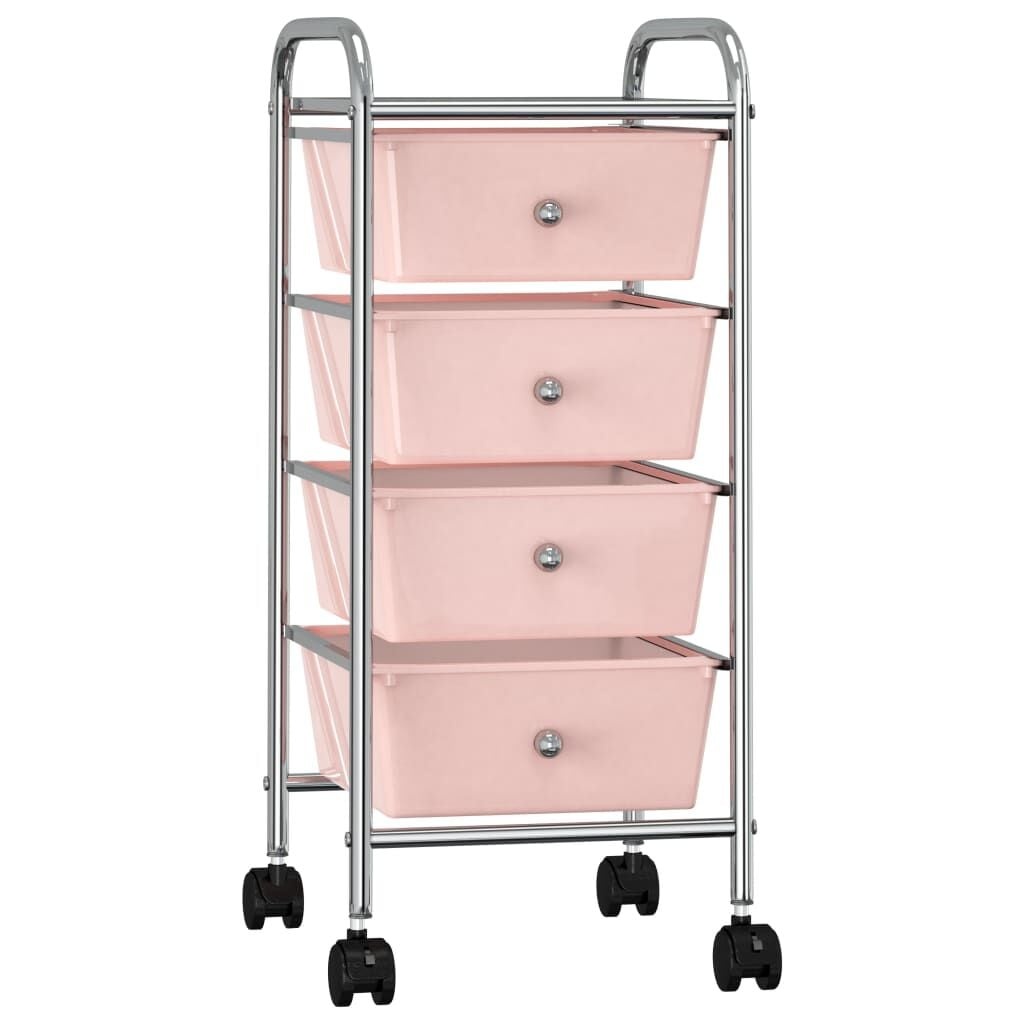 vidaXL Opbergtrolley Roze | Kunststof & Chroom | 35% Korting