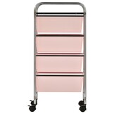 vidaXL Opbergtrolley Roze | Kunststof & Chroom | 35% Korting