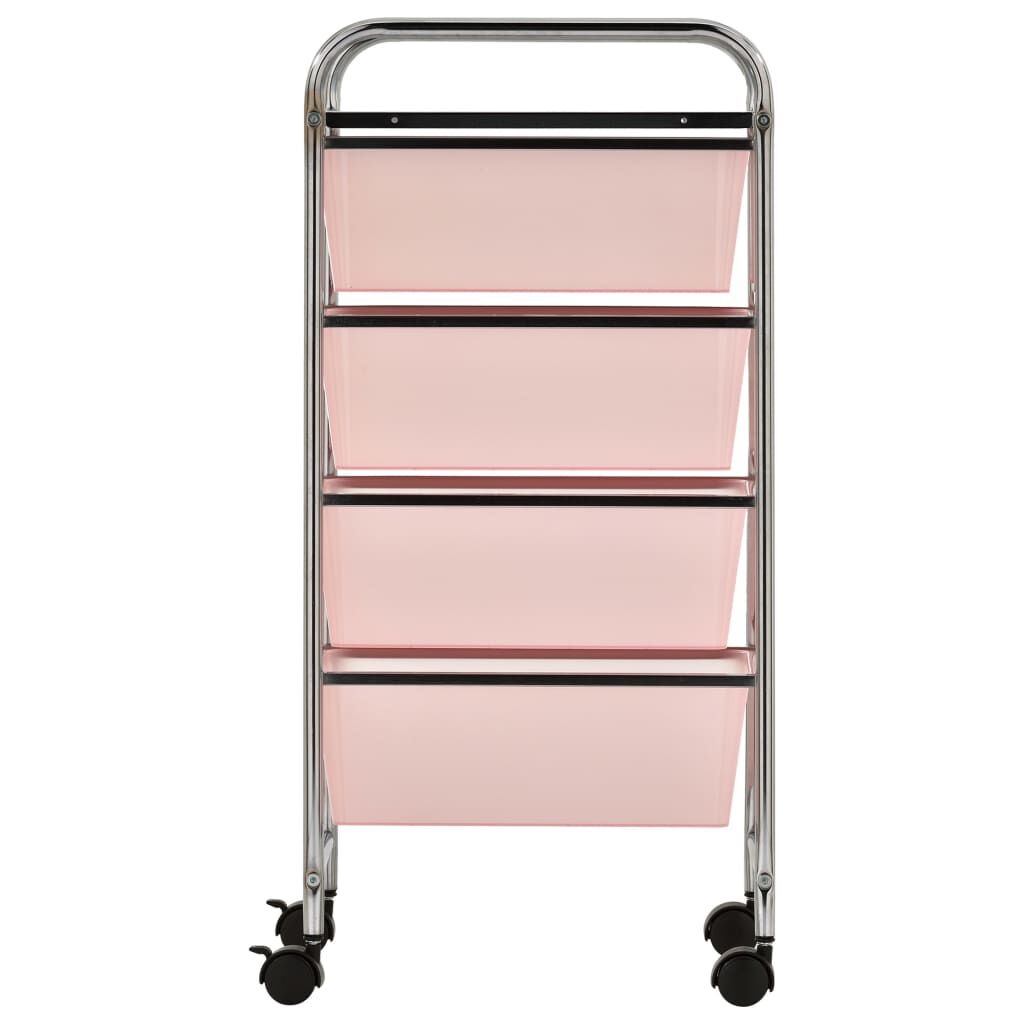 vidaXL Opbergtrolley Roze | Kunststof & Chroom | 35% Korting