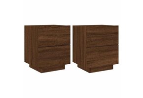 vidaXL Nachtkastjes Bruin Eiken met LED - 35% Korting!
