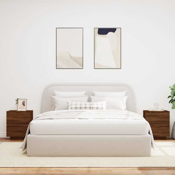 vidaXL Nachtkastjes Bruin Eiken met LED - 35% Korting!