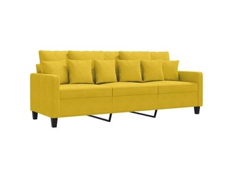 vidaXL Driezitsbank Geel Fluweel - 35% Korting