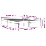 vidaXL Grenenhouten Bedframe 160x200 cm Wasbruin - 41% Korting!